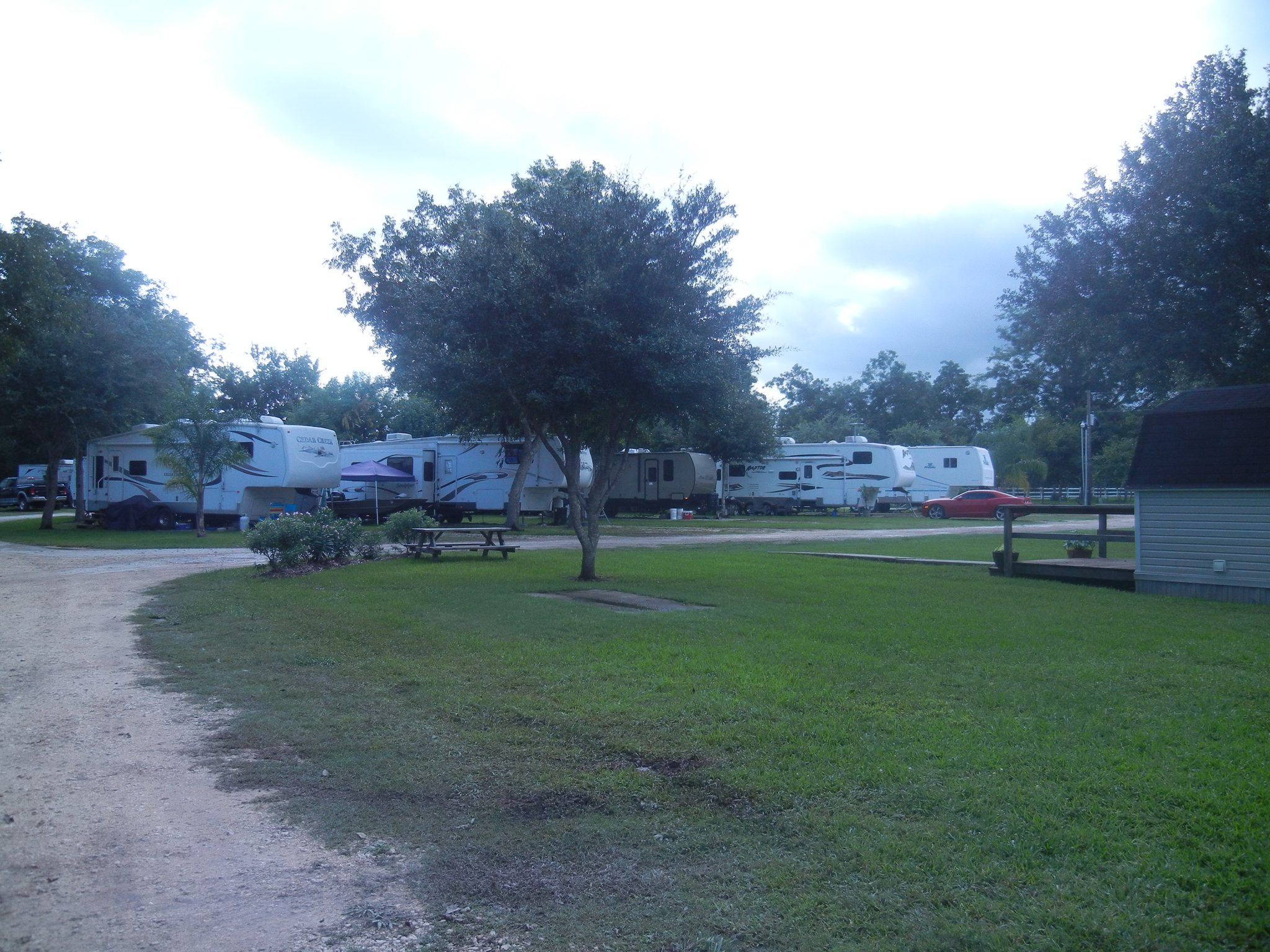 RV sites and green space at San Bernard River RV Park