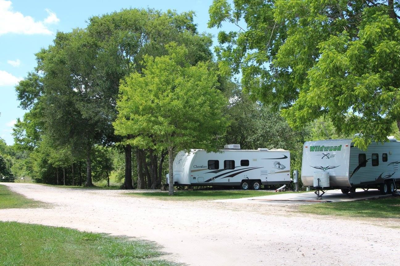 RV sites beneath mature shade trees