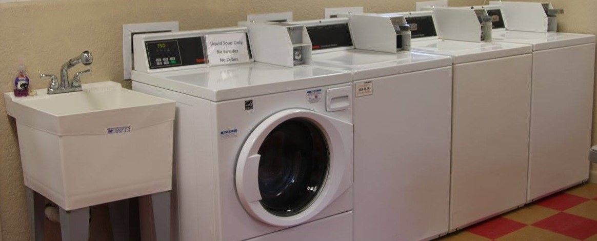 Washers and dryers in the park washateria